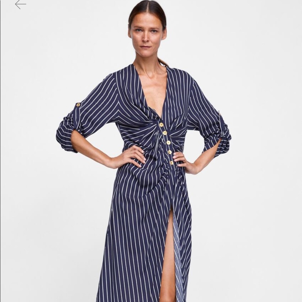 Zara Striped tunic with draped effect